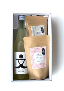 初陣山廃純米酒 『ひげ文』72mlとざら茶（ティーパック10個入り）2種類のセット